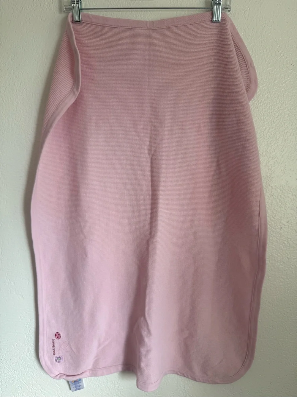 Baby Connection Pink Waffle Weave Baby Blanket Ladybug Flower Love You Cotton